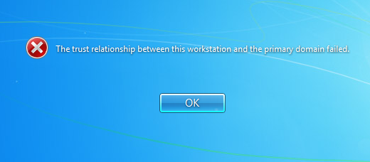 The trust relationship between this workstation and the primary domain failed